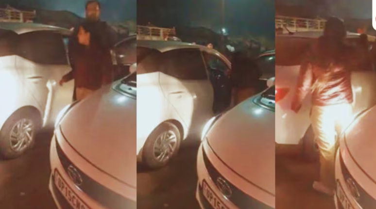 मेरठ में ट्रैफिक जाम के दौरान महिला दारोगा द्वारा कार सवार दंपति से बहस और अभद्रता का वायरल दृश्य