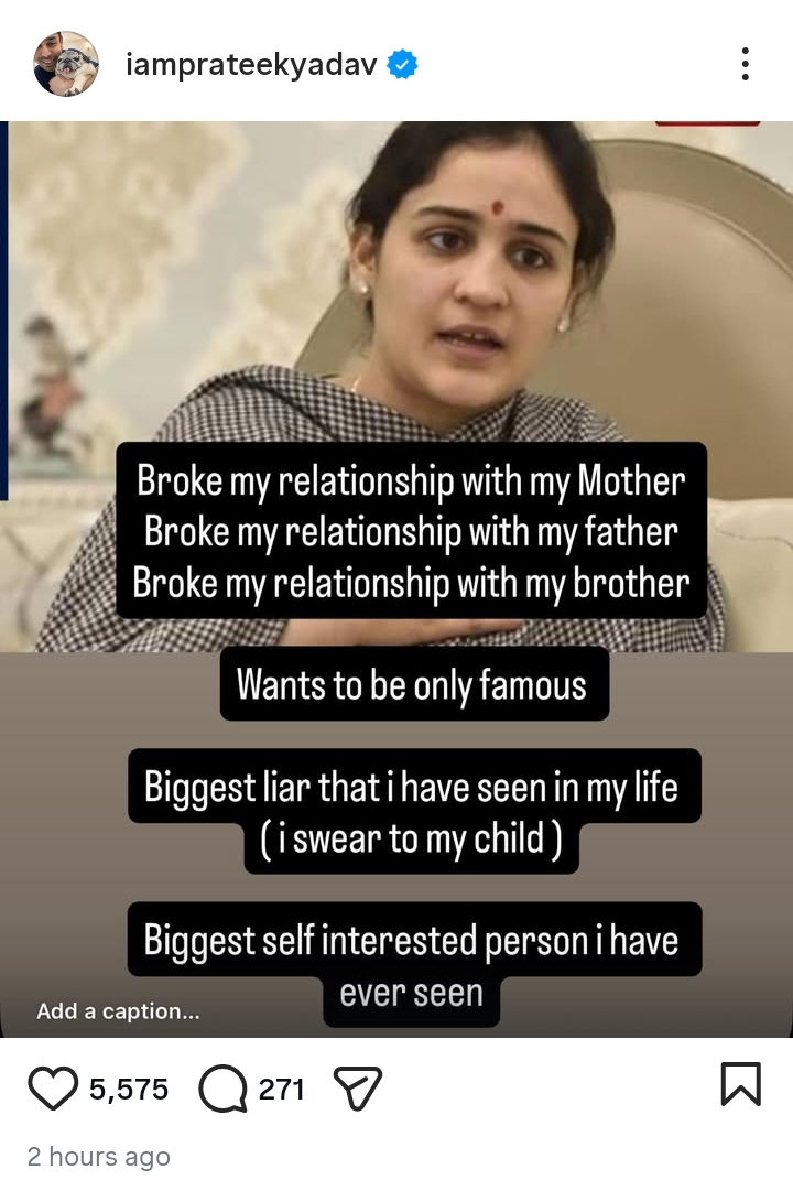 Prateek Yadav Instagram post